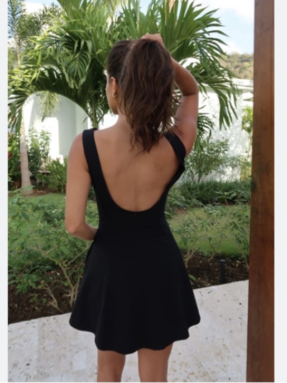 Abercrombie & Fitch Black Scoop-Back Fit & Flare Dress black size XL